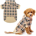 Plaid Dog Hoodie - British Style Warm Dog Sweater Shirt with Leash Hole,Pitbull Clothes Outfits,Winter Coat Apparel for All Breeds Puppy Girl Boy-Cat Apparel,Beige Medium