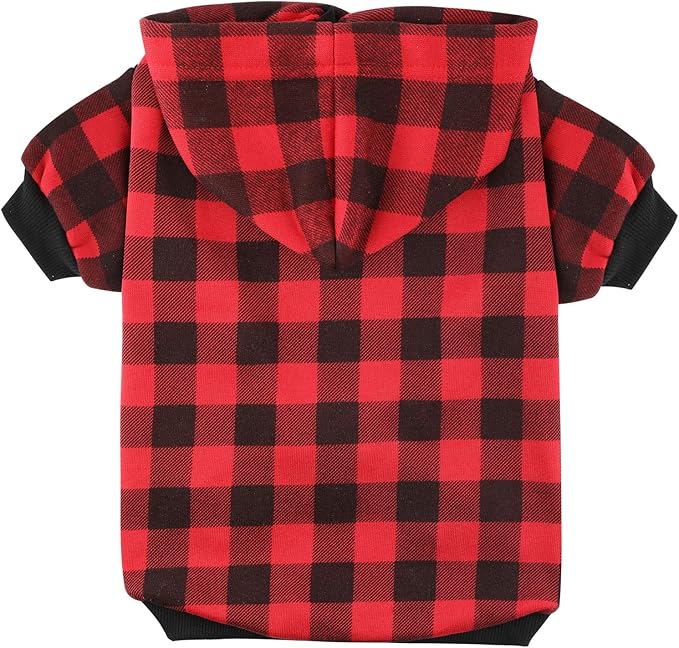 Plaid Dog Hoodie Sweatshirt Sweater for Large Dogs Cat Puppy Clothes Coat Warm and Soft(L)