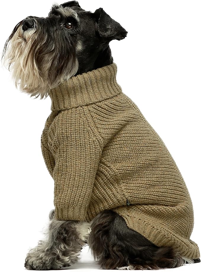 Thermal Knitted Dog Sweater Doggy Winter Coat Pet Clothes Doggie Turtleneck Jacket Puppy Outfits Cat Sweatsuit Sage Green Medium